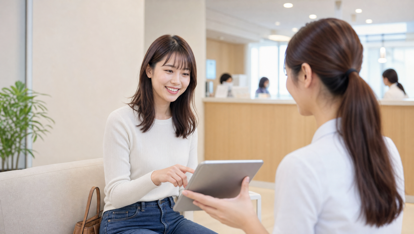 クリニックでリラックスして全身脱毛の施術を受ける女性